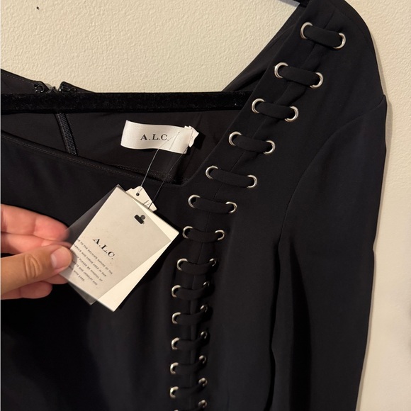 BRAND NEW!  A.L.C Black Grommet Asymmetric Dress - Picture 5 of 13